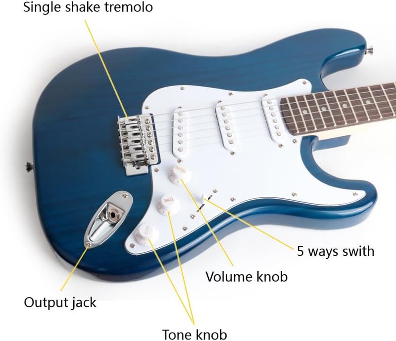 demusea DST-30 Full Size Electric Guitar Beginner Starter Practic With Gig bag And Strap (DST-30, Blue) - Image 3